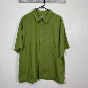 Royal Robbins XXL Green Short Sleeve Button Down Shirt Desert Pucker Cactus
